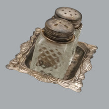 Load image into Gallery viewer, Vintage Glass Salt &amp; Pepper Shakers with Silver-Plated Lids – Hong Kong

