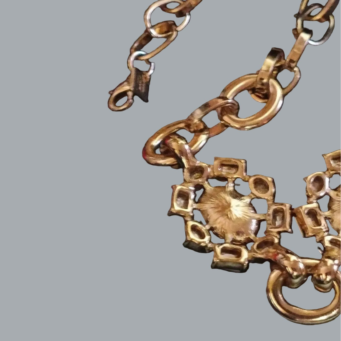 Banana Republic Gold Tone Navy Yellow Crystal Statement Necklace BR