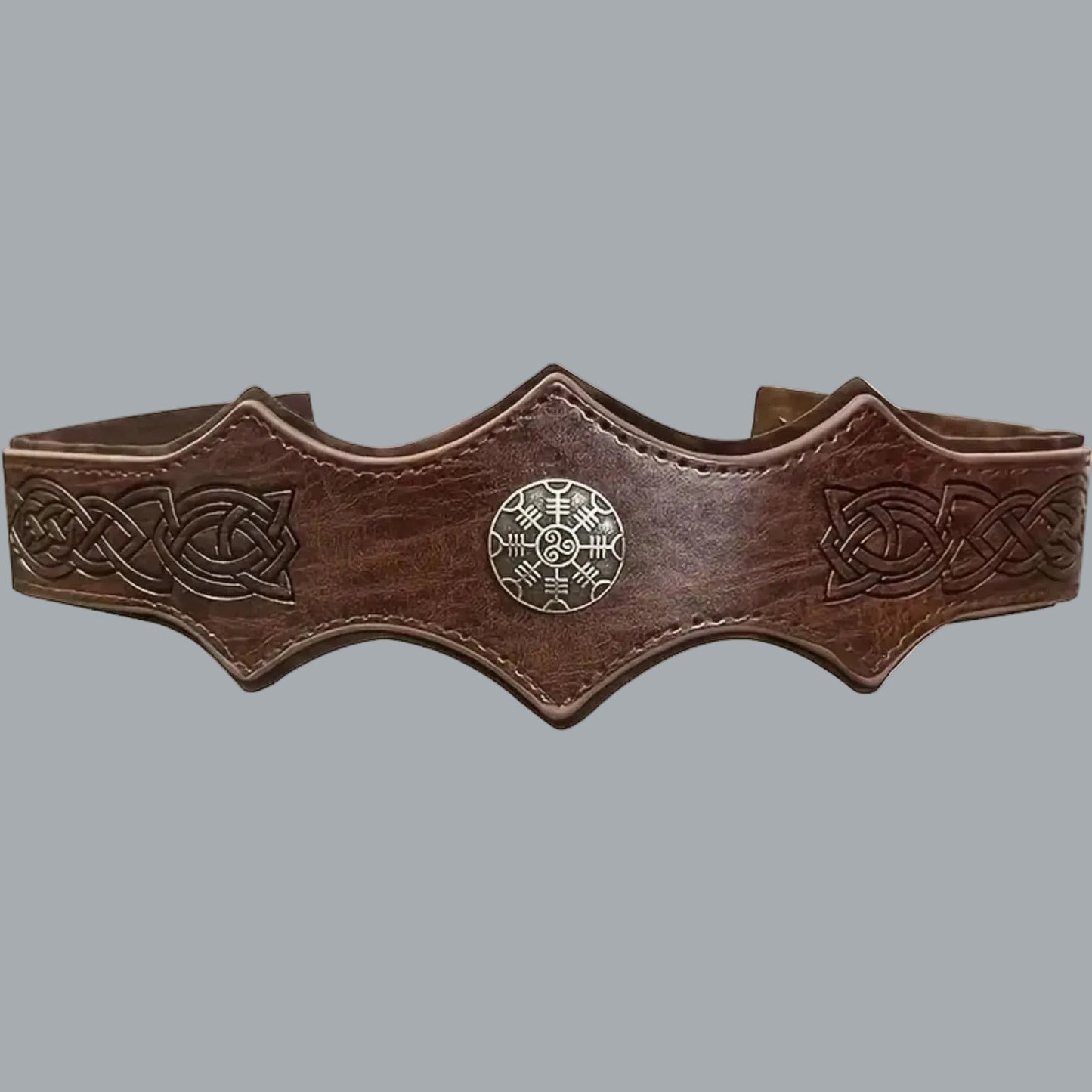 Medieval Embossed Faux Leather Adjustable Headband Renaissance Cosplay Viking