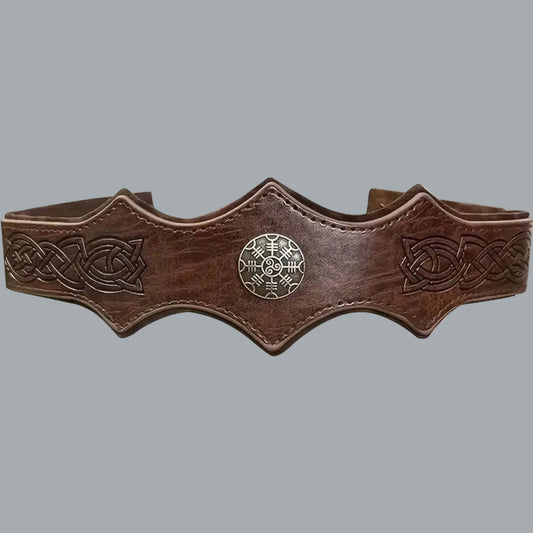 Medieval Embossed Faux Leather Adjustable Headband Renaissance Cosplay Viking
