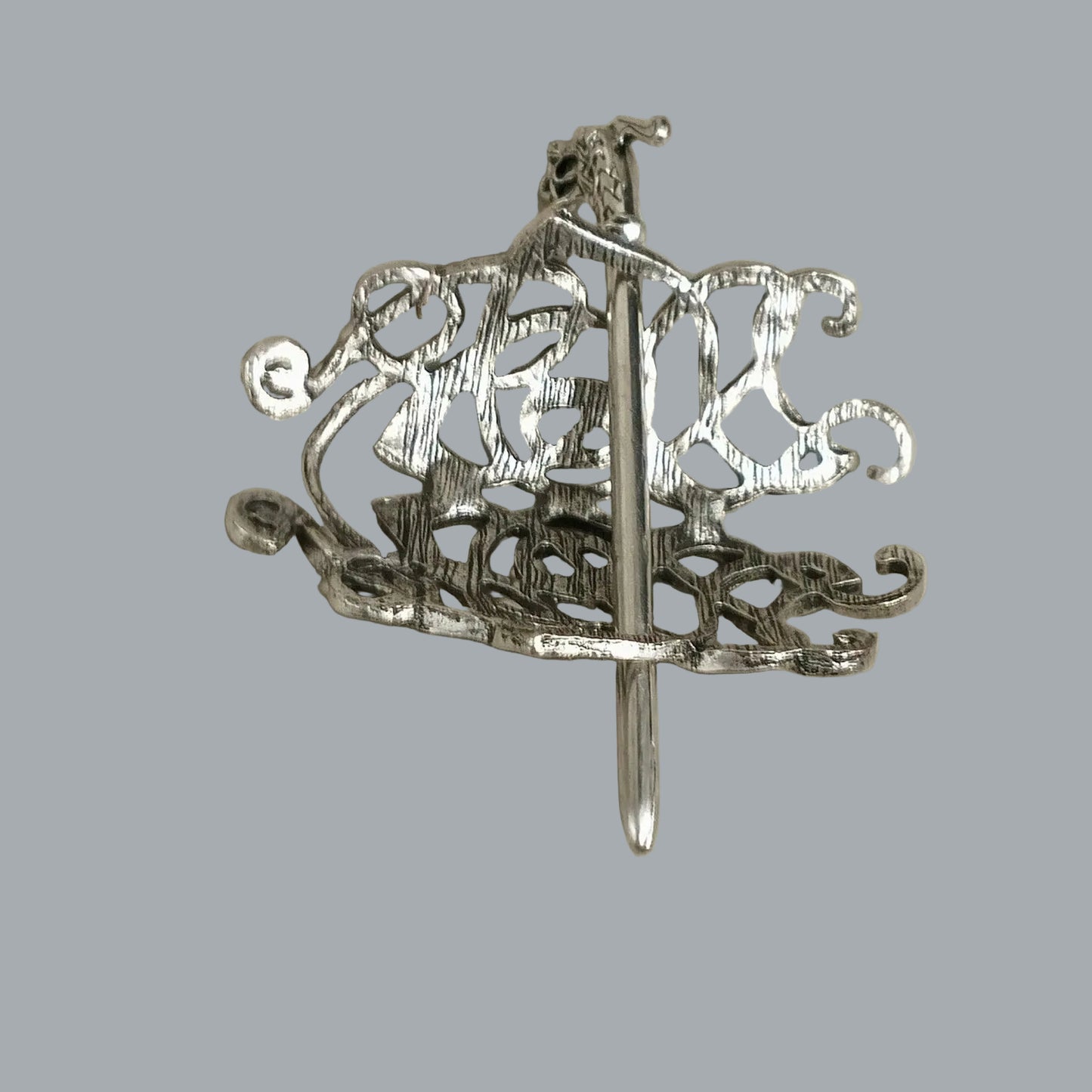 NWT Celtic Knot Hair Slide Sword Pin Silver Tone Medieval Style