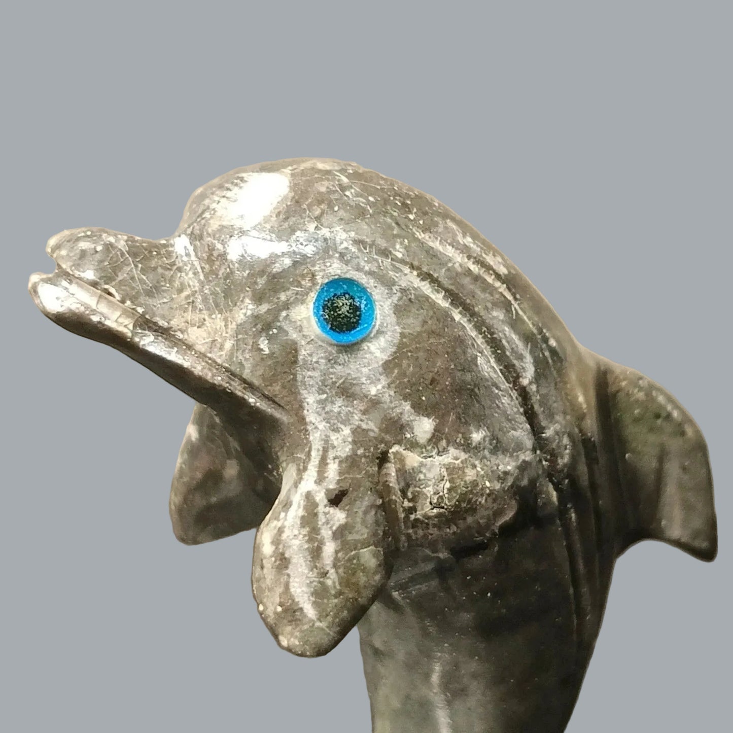 Vintage Peruvian Carved Stone Dolphin Figurines Pair 1.25" Mini