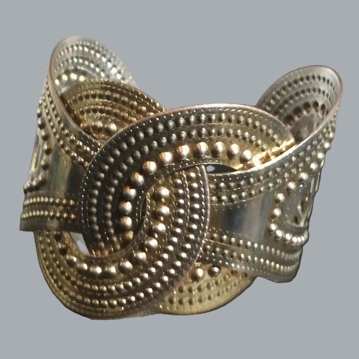 Boho Gold-Tone Embossed Cuff Bracelet | Vintage-Style Filigree Open Bangle