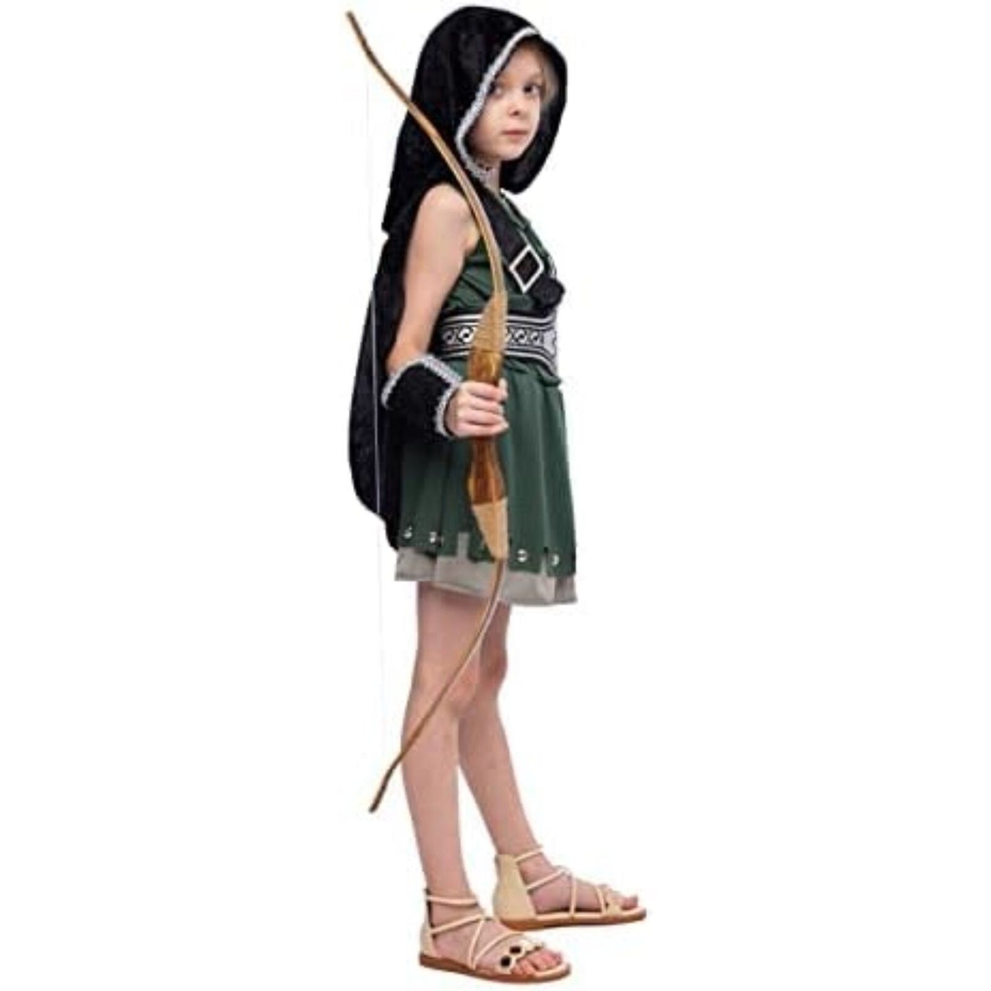Warrior Night Hooded Huntress Costume for Cosplay Tween Girls with Accs L10-12yr