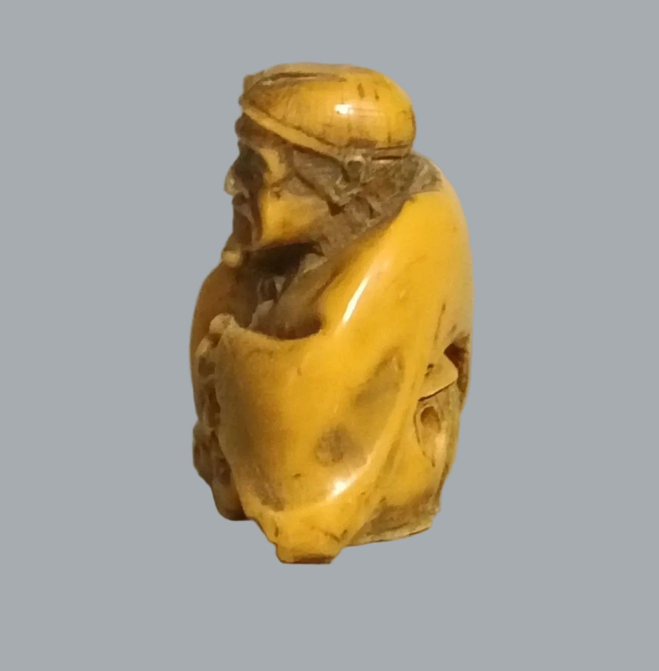 Vintage Asian Netsuke Style Double Face Elder Miniature 1.5"