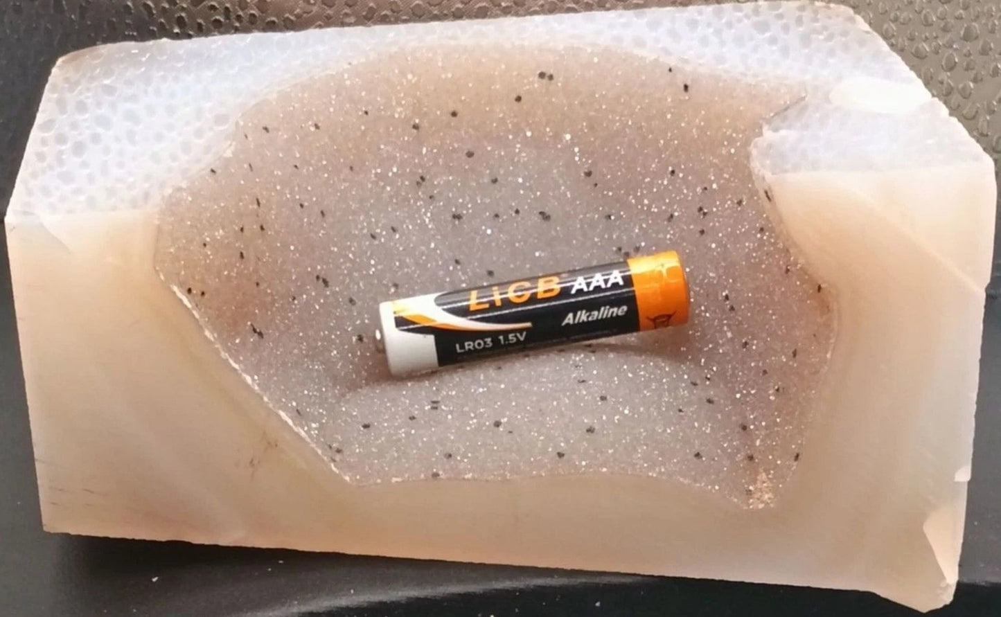 Polished Agate Druzy Quartz Geode Stone Black Inclusions unique natural specimen