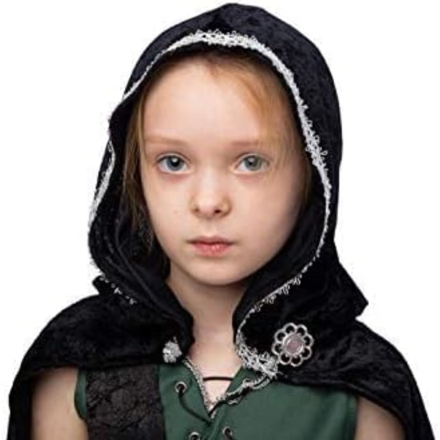 Warrior Night Hooded Huntress Costume for Cosplay Tween Girls with Accs L10-12yr