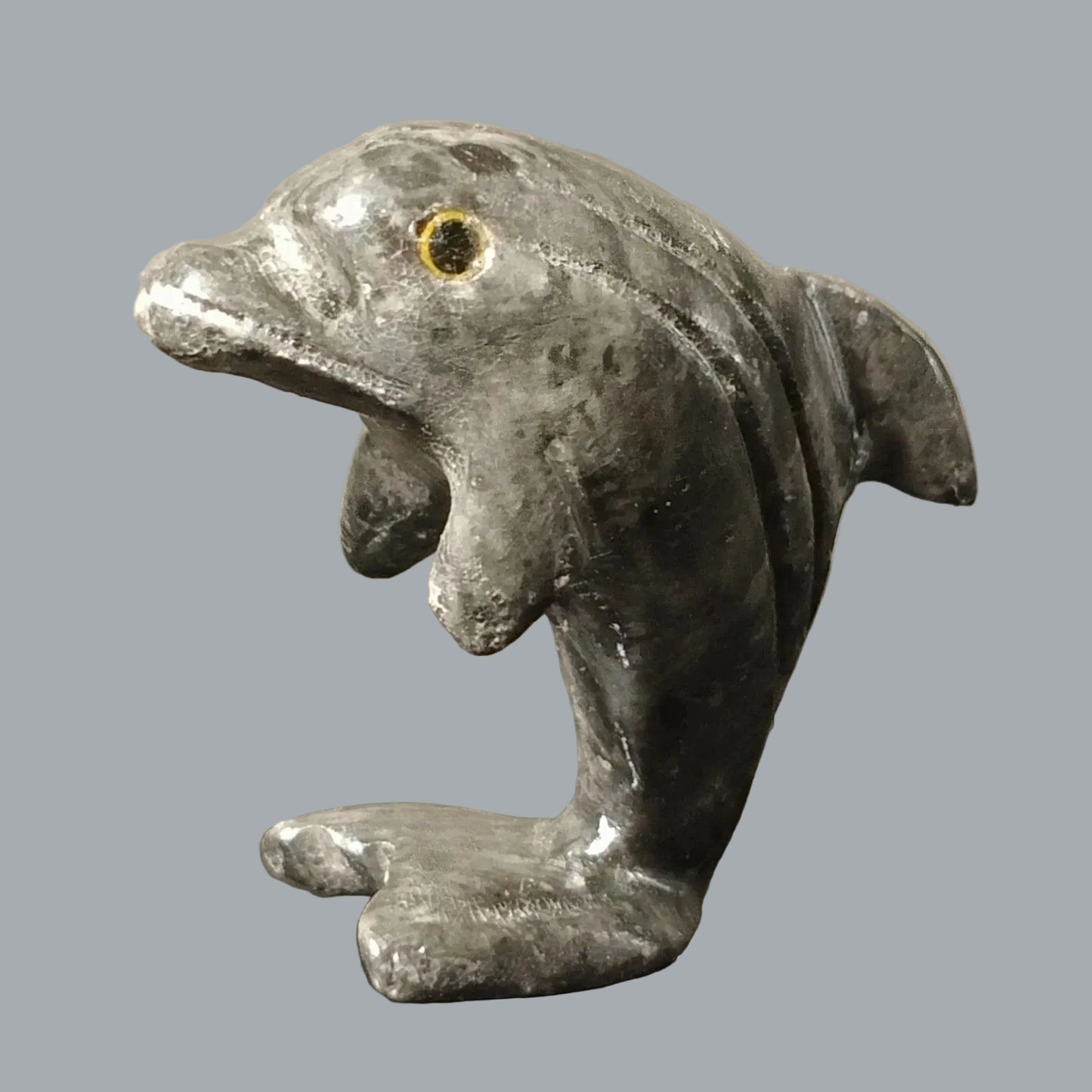 Vintage Peruvian Carved Stone Dolphin Figurines Pair 1.25" Mini
