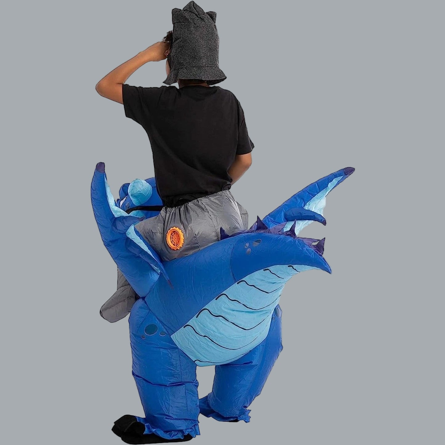 Inflatable Costume Ride Ice Dragon Inflatable Costume Blue Unisex Child 7-10 yr
