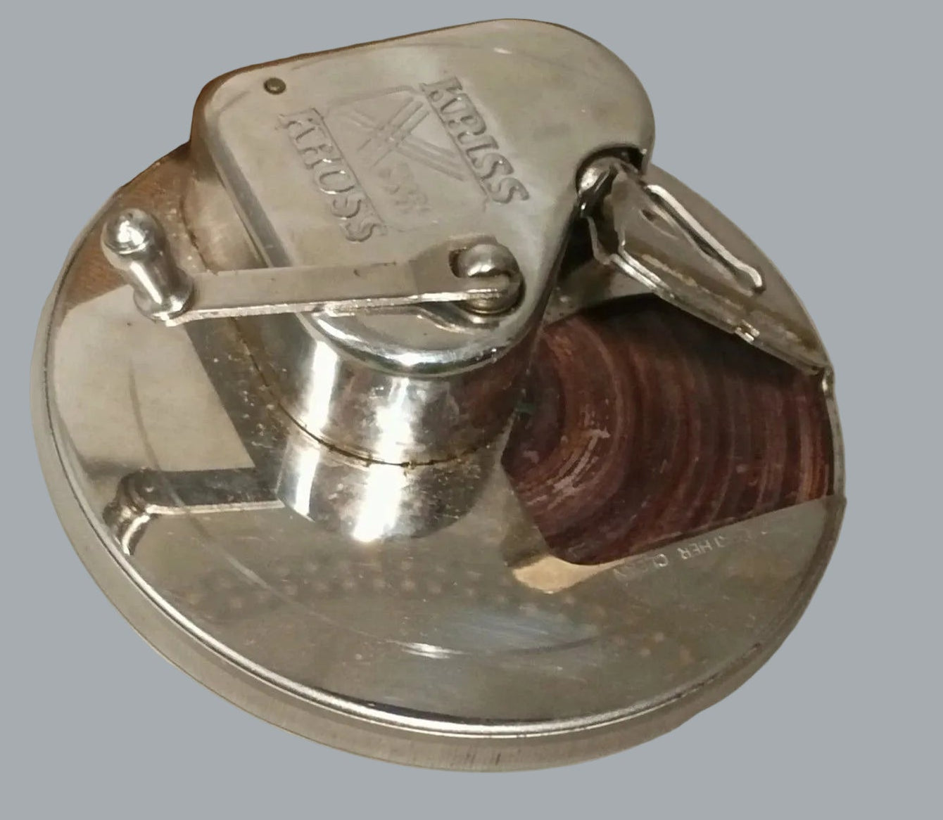 Vintage Kriss Kross Razor Blade Sharpener Stropper Hand Crank Leather