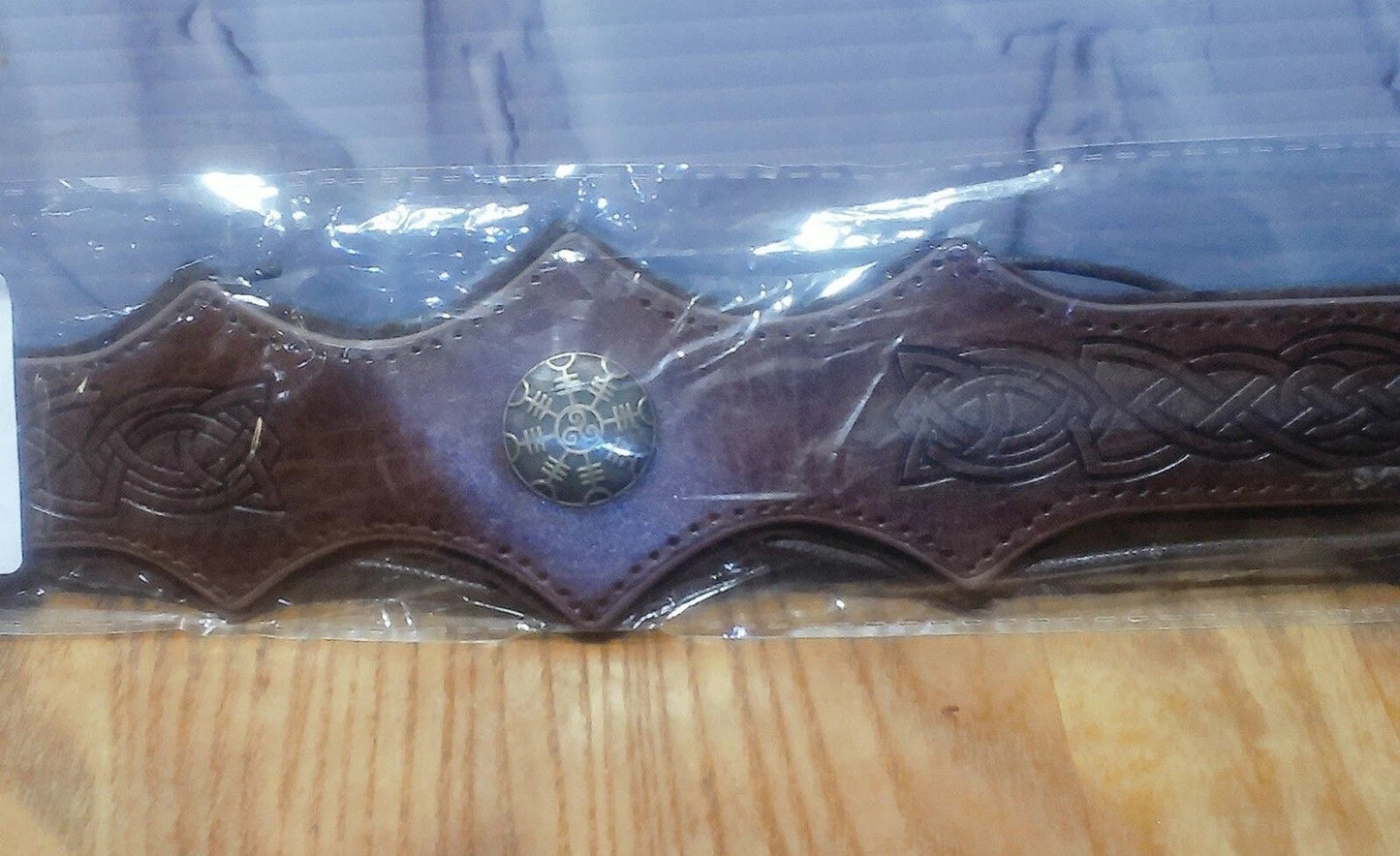 Medieval Embossed Faux Leather Adjustable Headband Renaissance Cosplay Viking