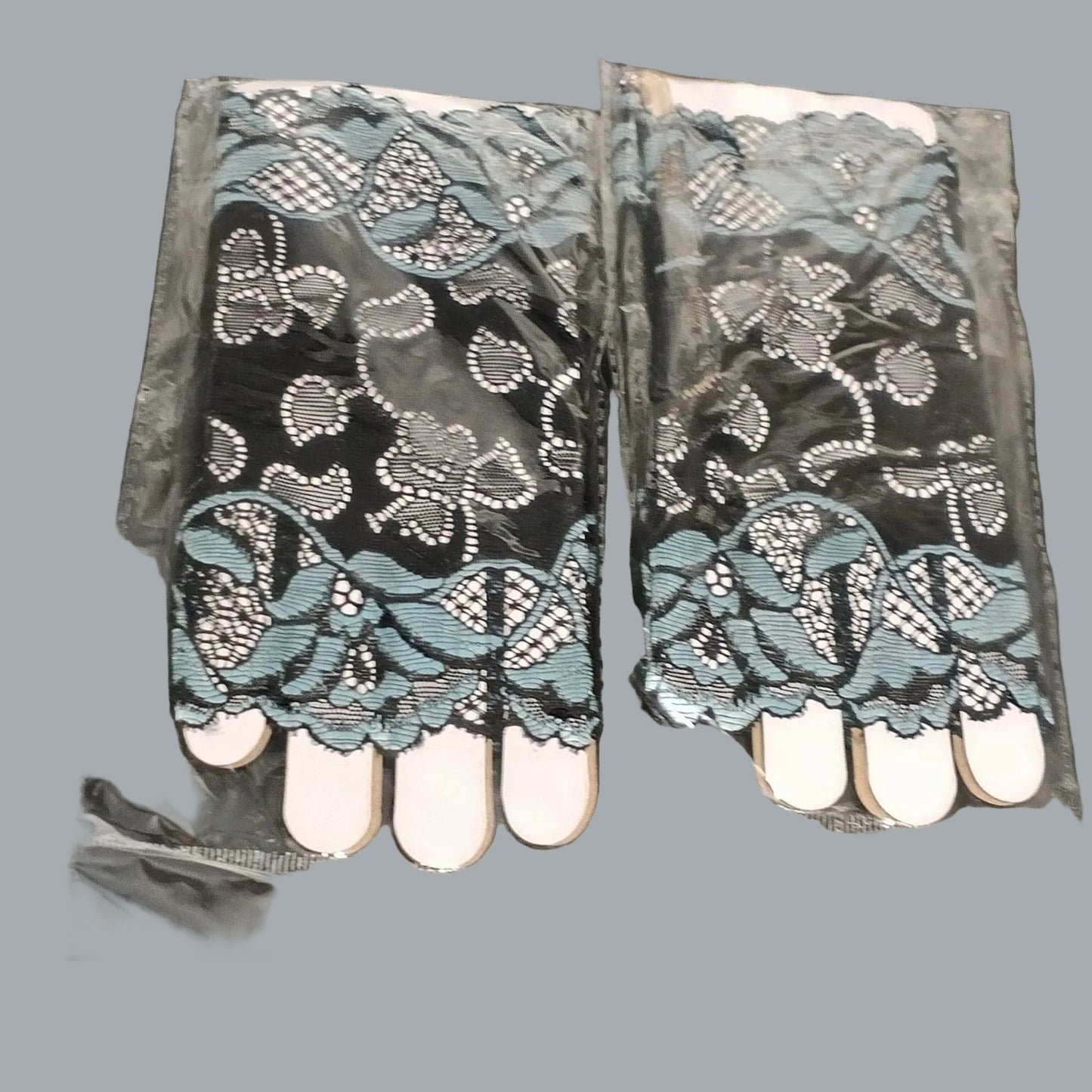 Elegant Lace Fingerless Gloves for Women Black & Gray