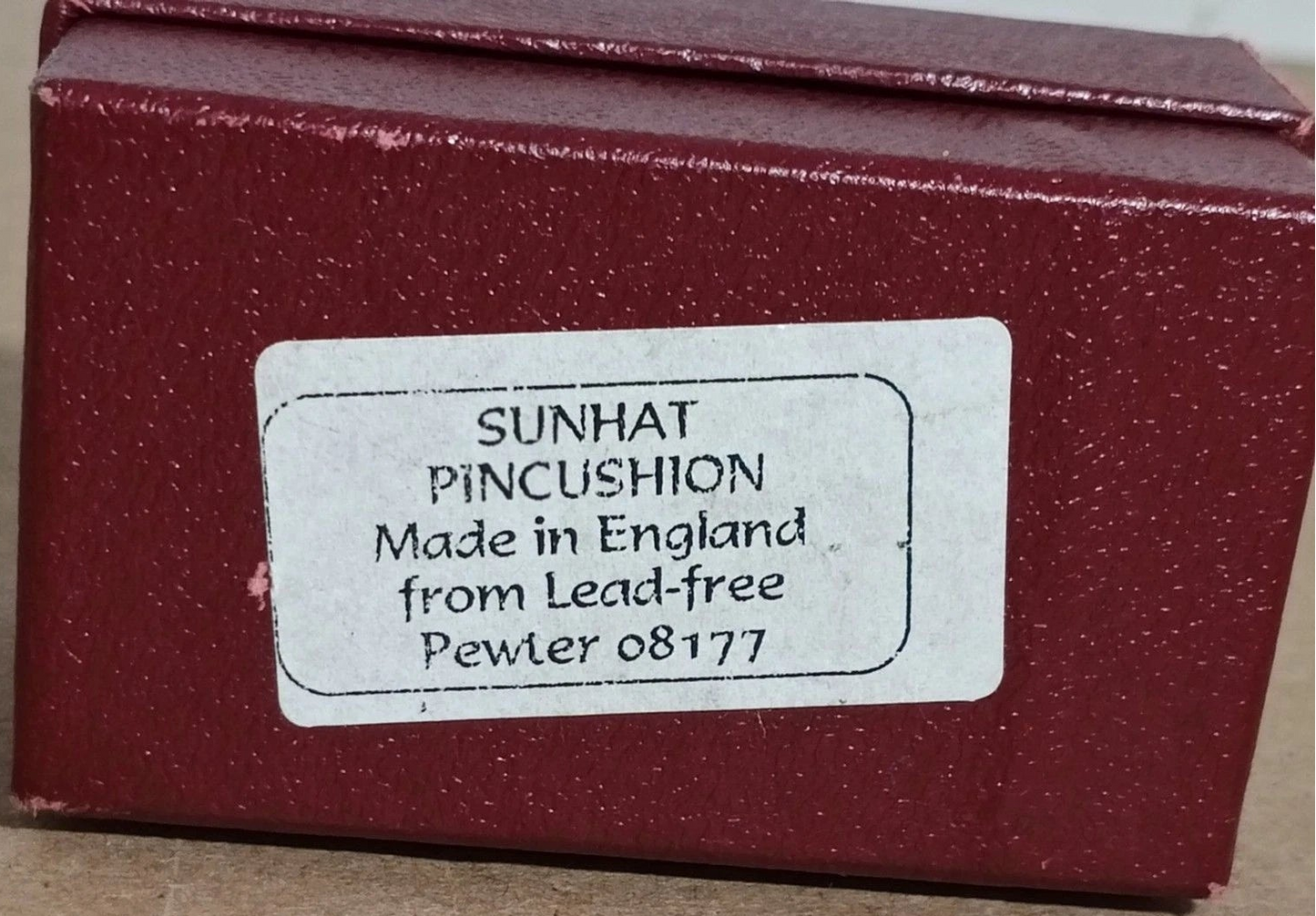 Past Times Victorian Sunhat Pincushion English Pewter Boxed 2in