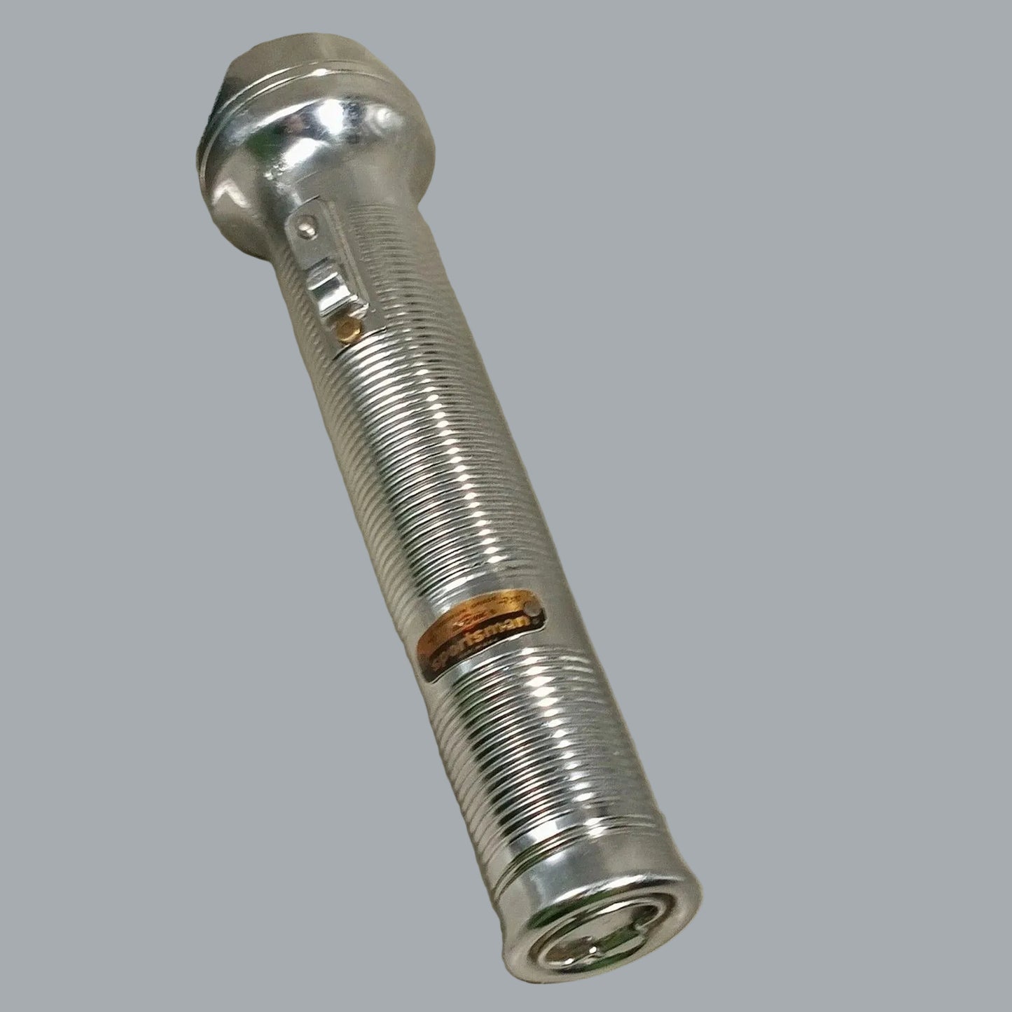 Vintage Ray-O-Vac Sportsman Chrome Ribbed Flashlight 9.5” Hanging Ring
