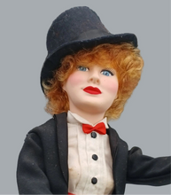 Load image into Gallery viewer, 1985 Effanbee Lucille Ball Vinyl Doll – Magician Cabaret Outfit Top Hat 16&quot;
