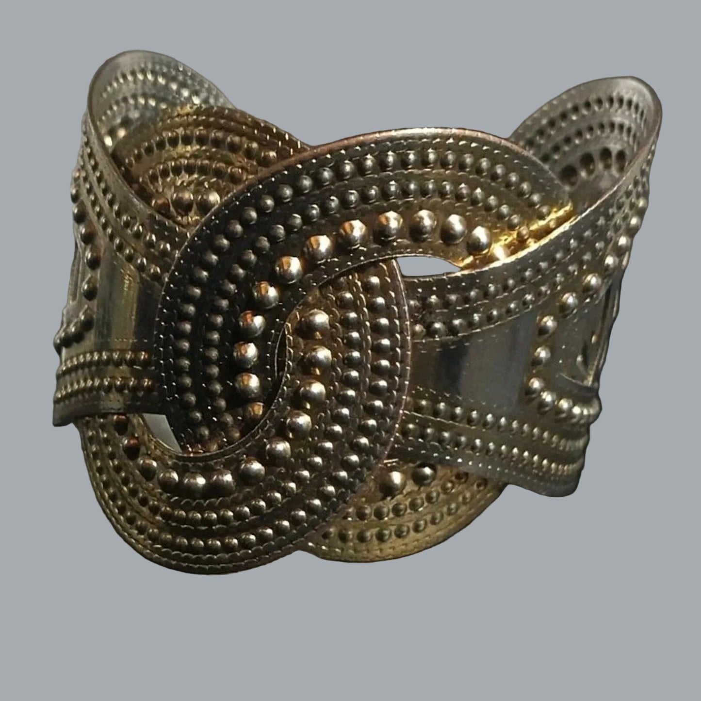 Boho Gold-Tone Embossed Cuff Bracelet | Vintage-Style Filigree Open Bangle