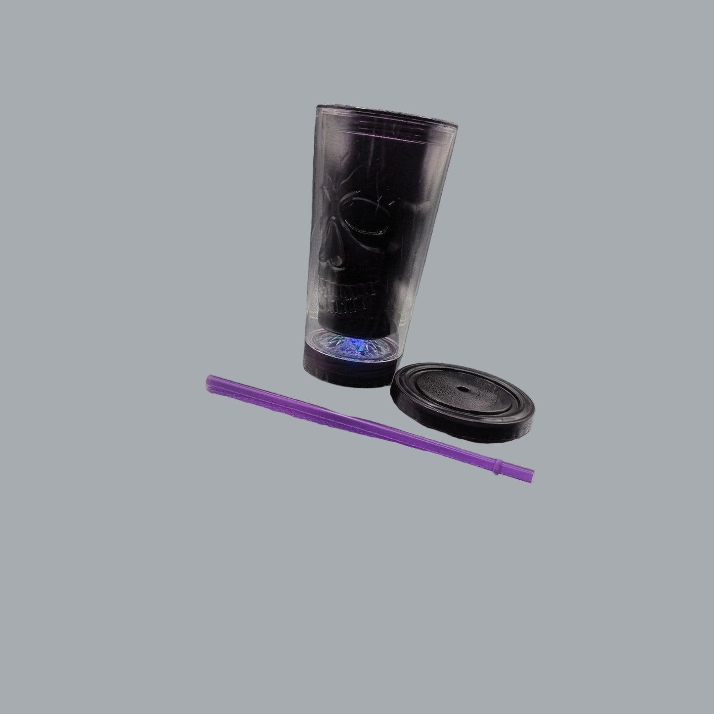 Cool Gear 18 fl oz Skull Pop Light Plastic Tumbler. Purple Base & Straw