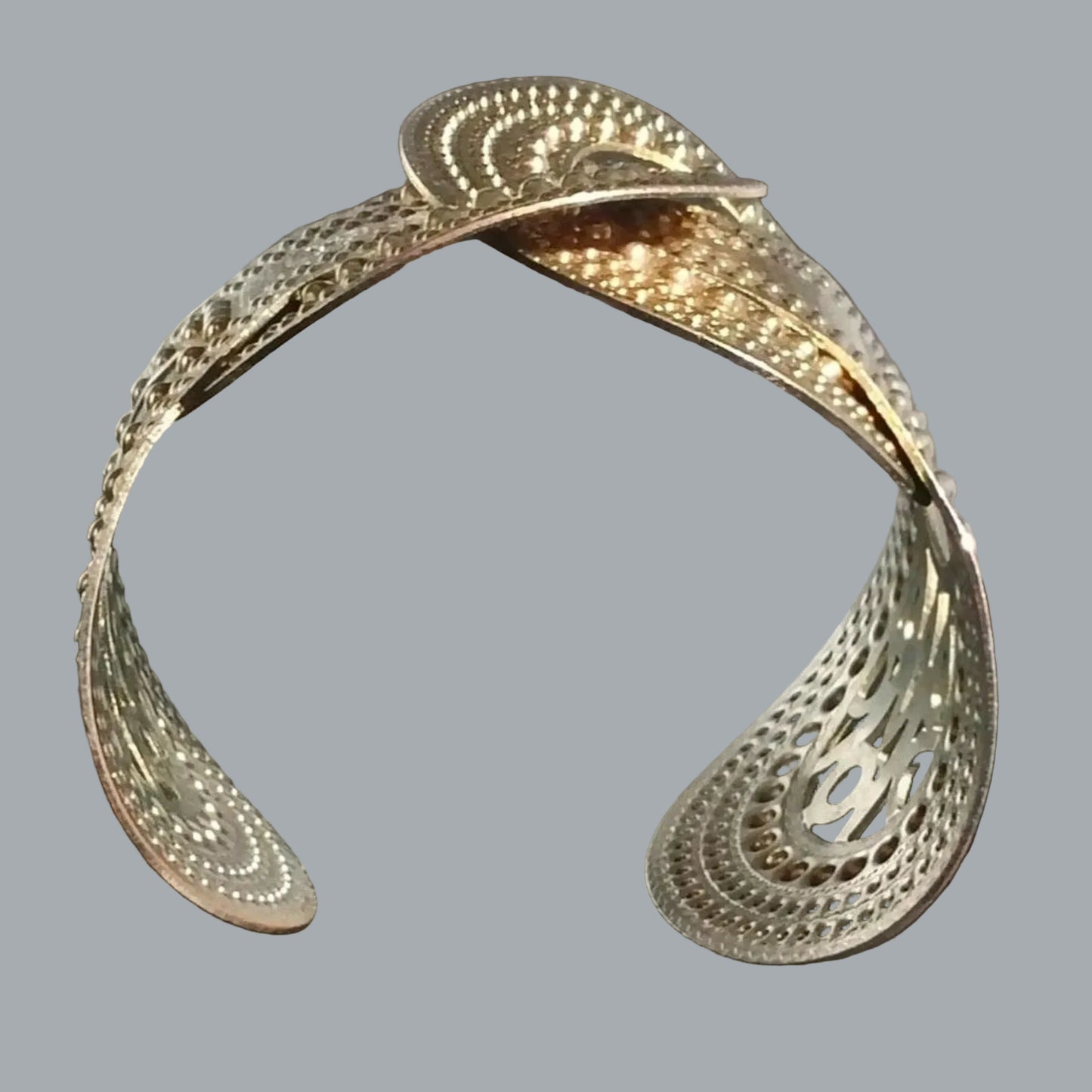 Boho Gold-Tone Embossed Cuff Bracelet | Vintage-Style Filigree Open Bangle