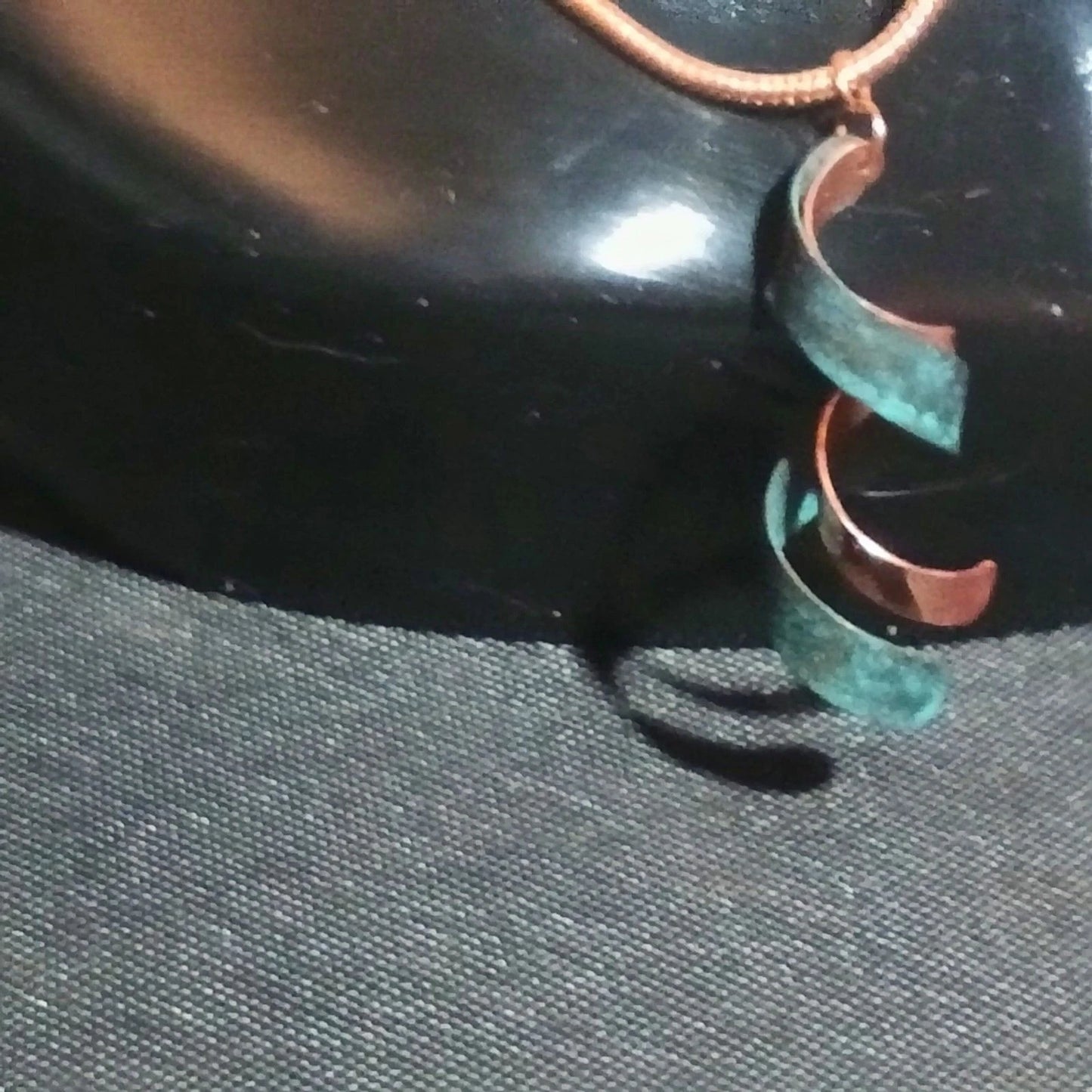 Copper Spiral Pendant Necklace Verdigris Patina Boho 20" + Extender