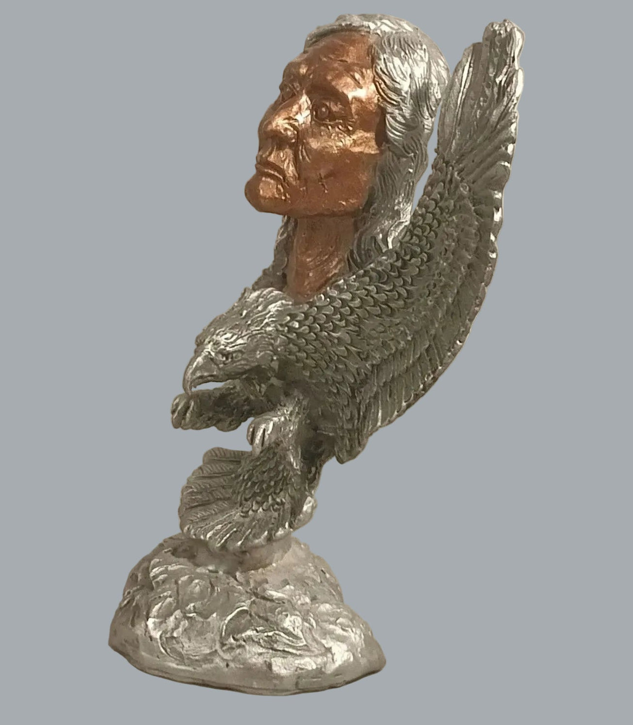 Greg Neeley Pewter Eagle Spirit Guide Native American Sculpture 4.5"