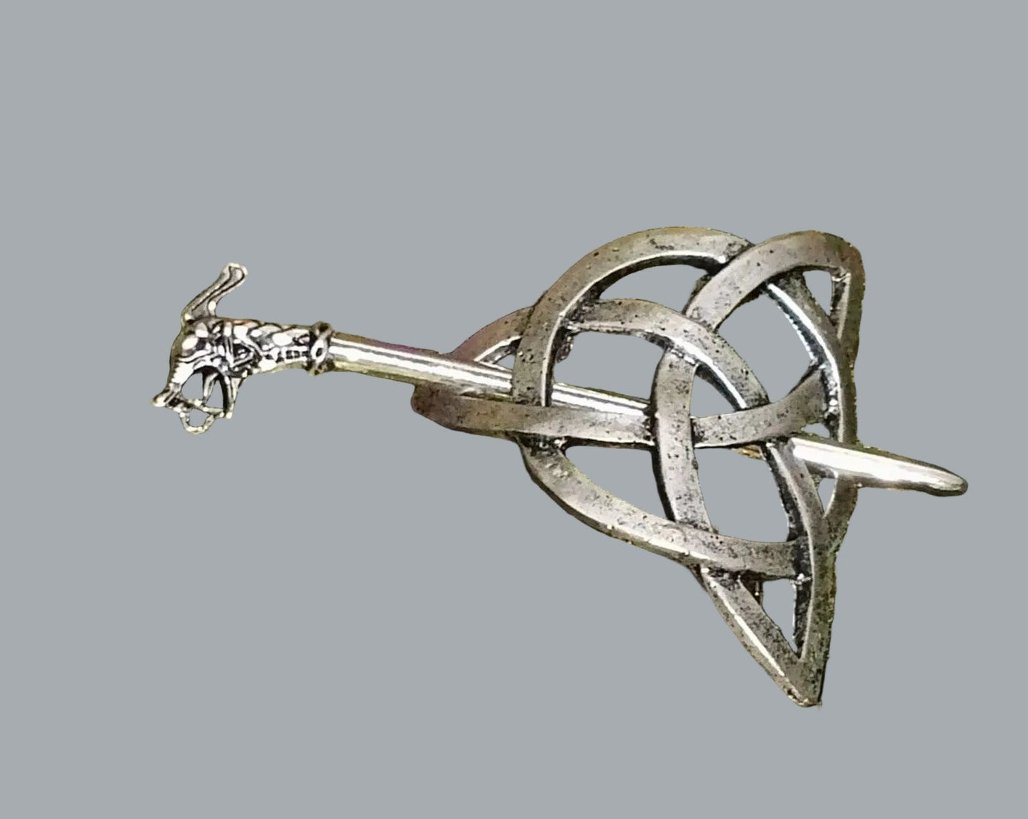 Celtic Knot Hair Slide Barrette Silver Tone 3x2 Renaissance Faire