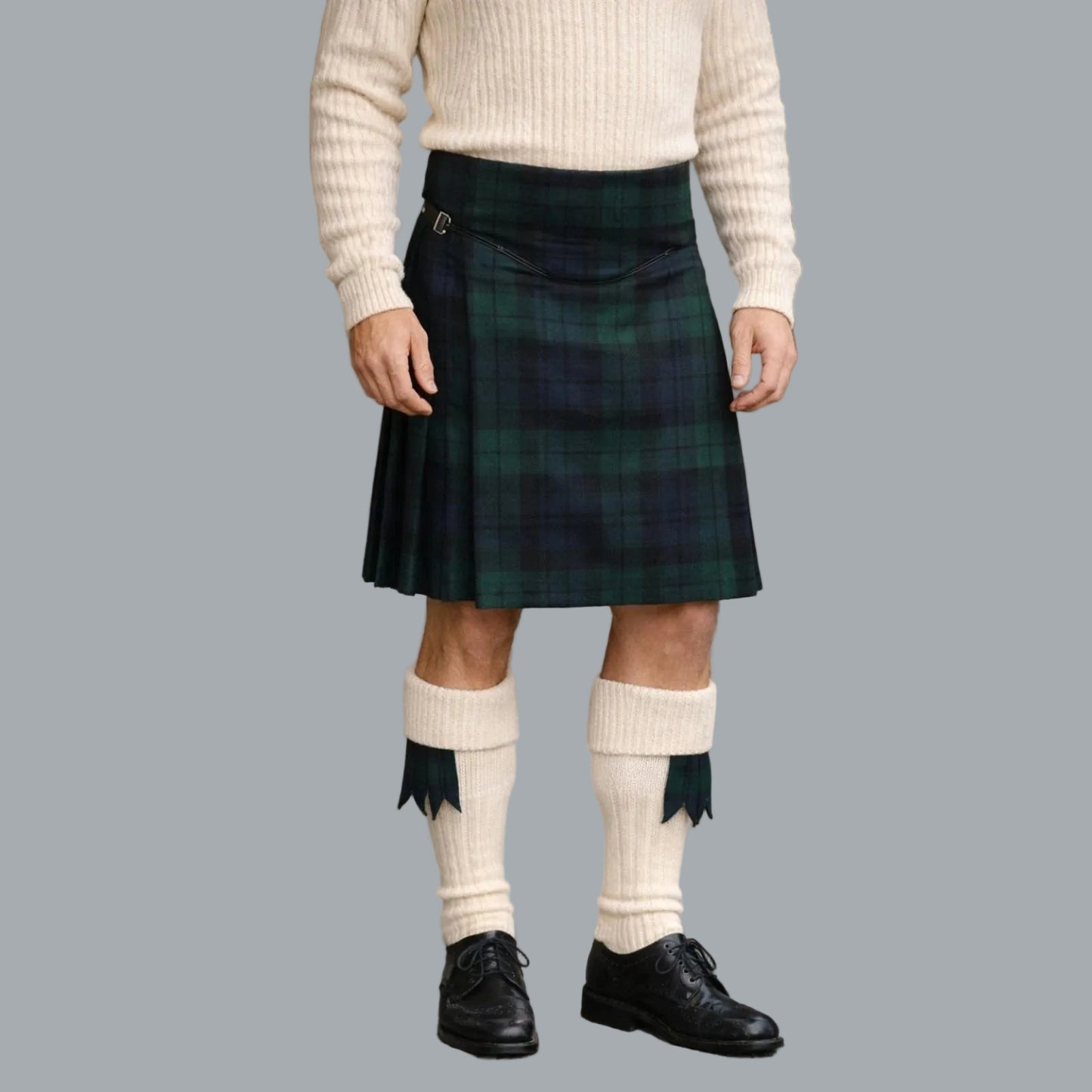 Black Watch Tartan Tam O’Shanter Hat + Kilt Hose Flashes Garter Set