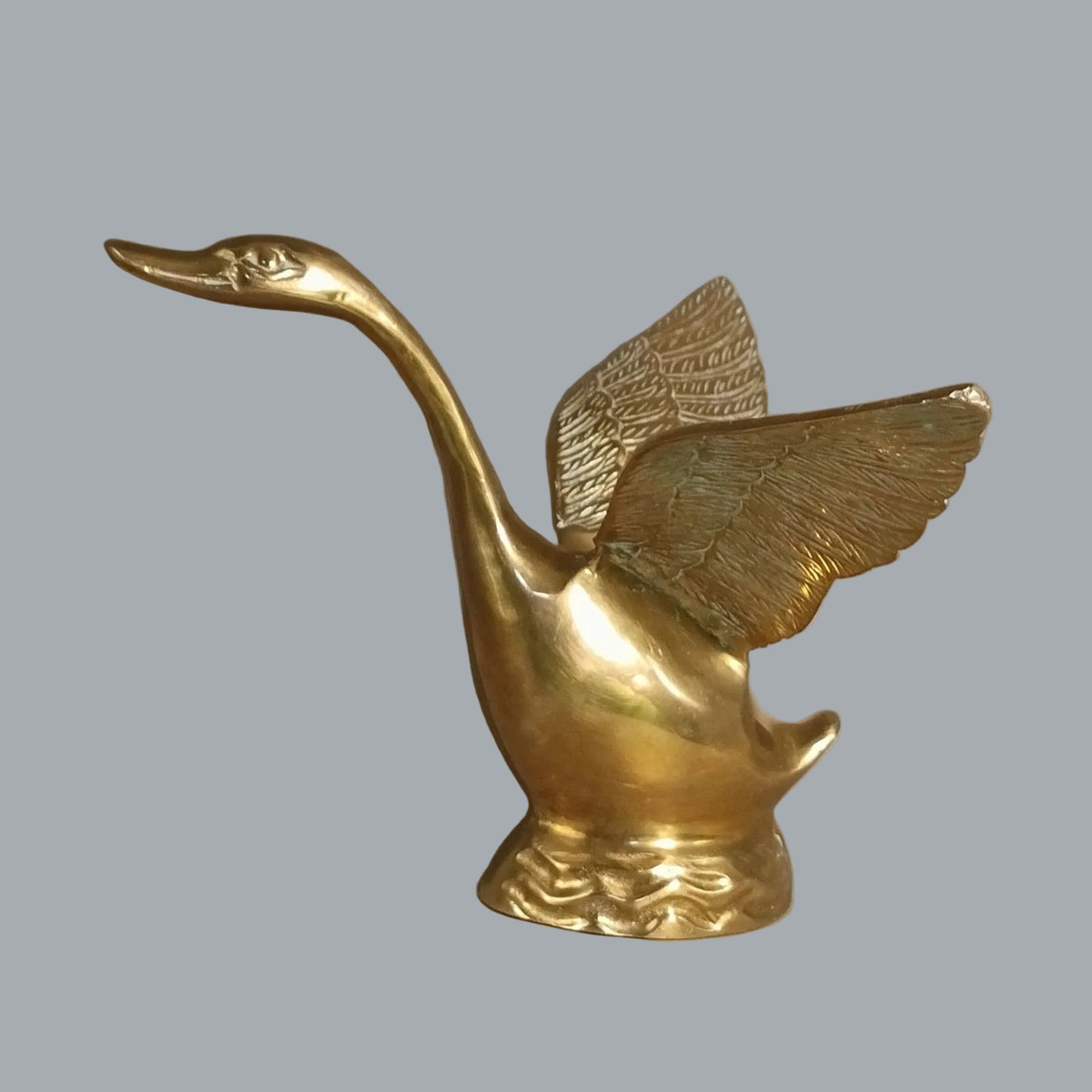 Vintage Brass Flying Goose Figurine 6.5" Made in India