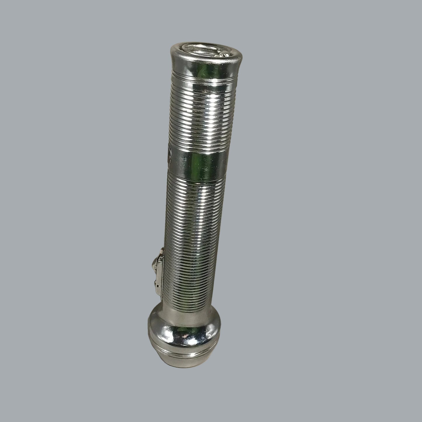 Vintage Ray-O-Vac Sportsman Chrome Ribbed Flashlight 9.5” Hanging Ring