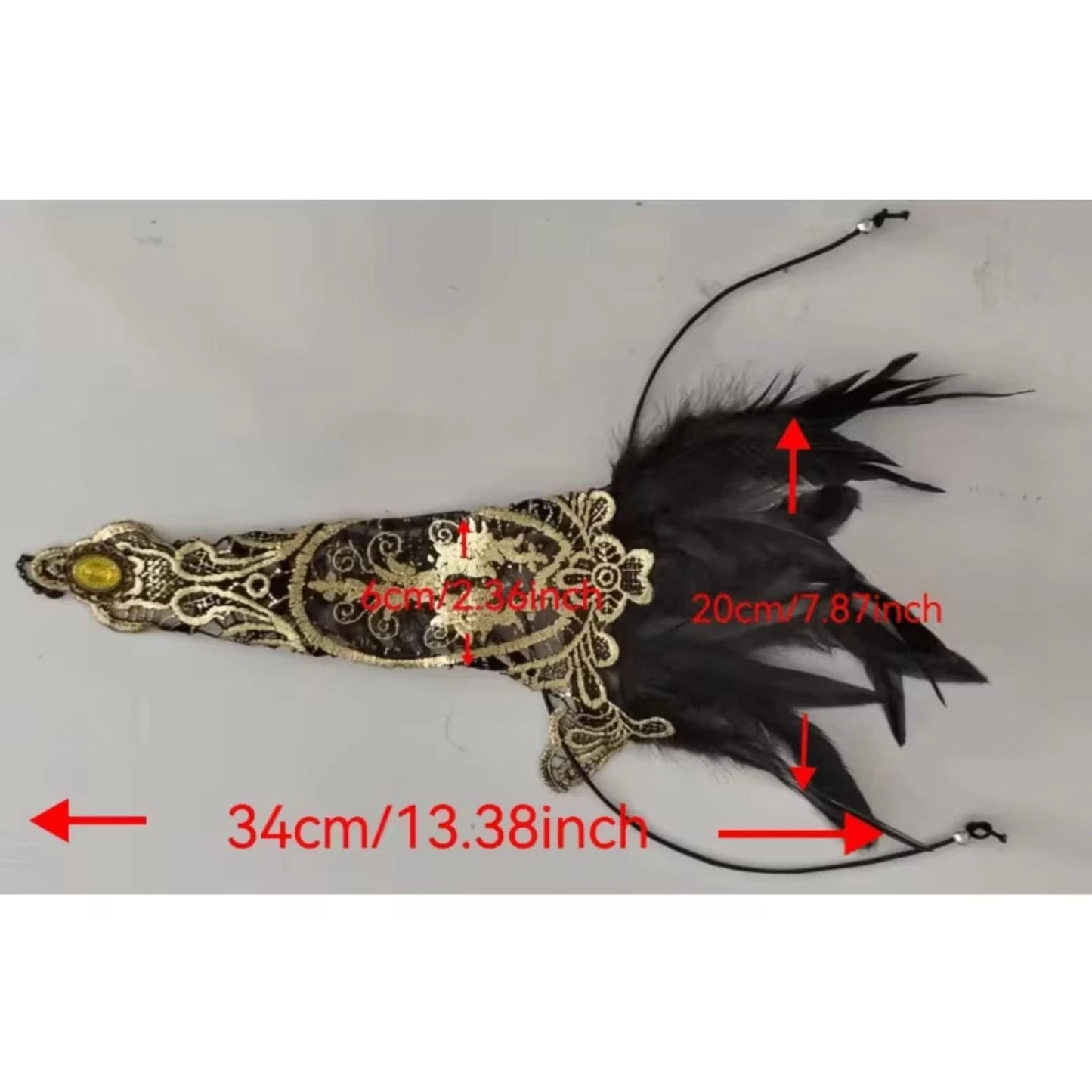 Multicolor Feather Gothic Gold Lace Fingerless Glove Ren Faire Cosplay