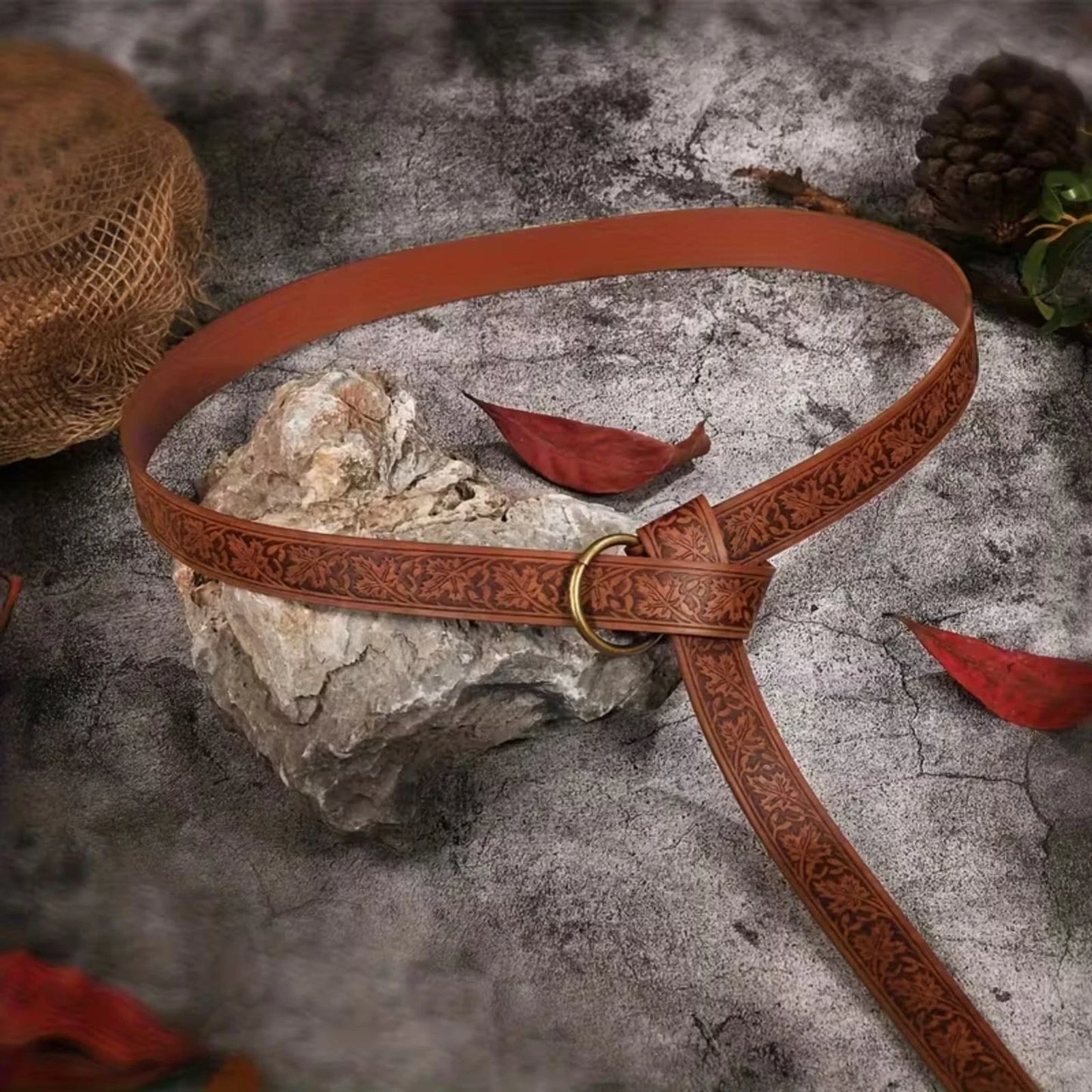 Medieval PU Leather O-Ring Belt 65.4" – Renaissance Knight, LARP, Viking