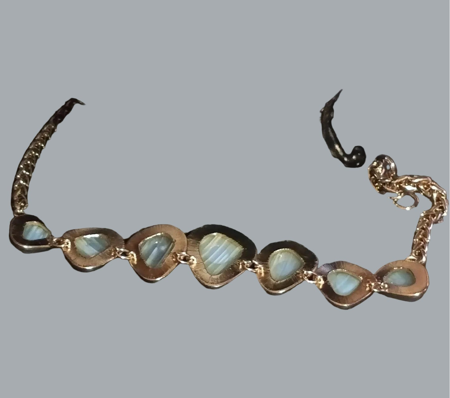 Banana Republic Gray Agate Statement Bib Necklace Gold Tone