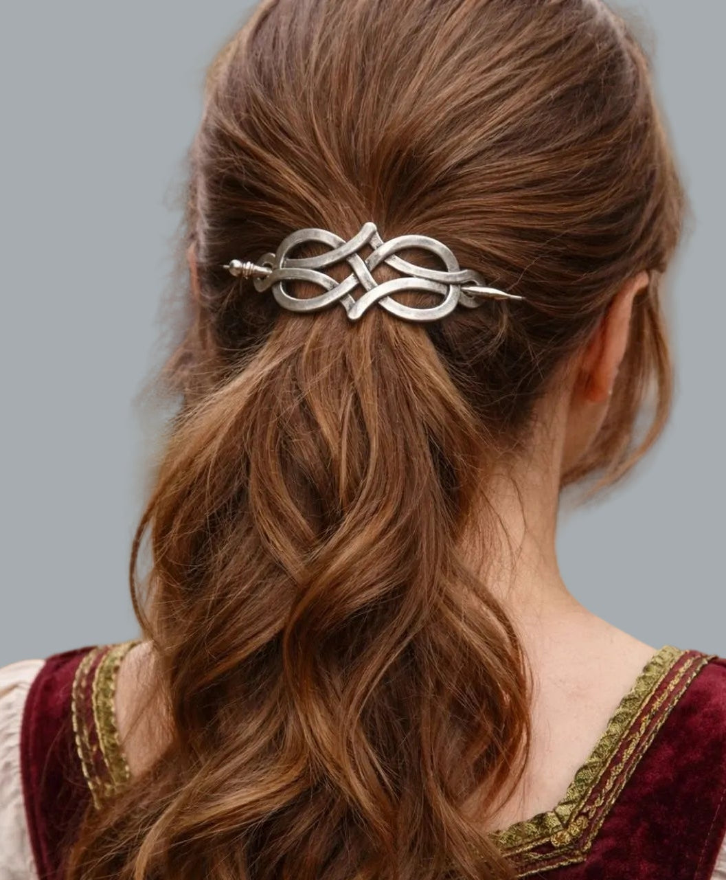 NWT Silver Tone Celtic Knot Hair Slide Barrette Ren Faire 2.5"