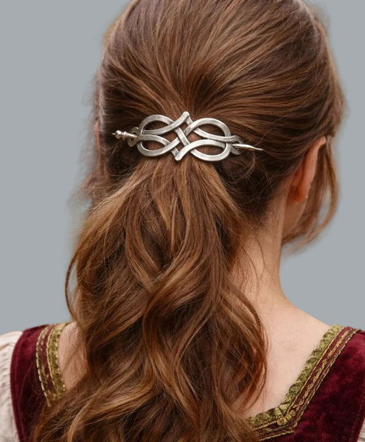 NWT Silver Tone Celtic Knot Hair Slide Barrette Ren Faire 2.5"