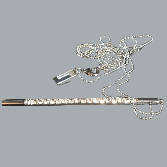 The Limited Silver Crystal Bar Pendant Necklace | Minimalist Sparkle Jewelry