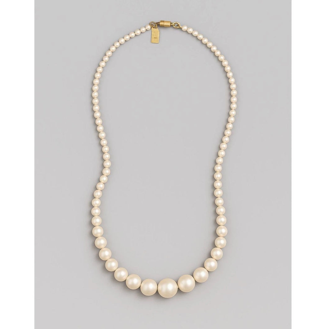 1928 Jewelry Graduated Faux Pearl Necklace, Goldtone Barrel Clasp, 18
