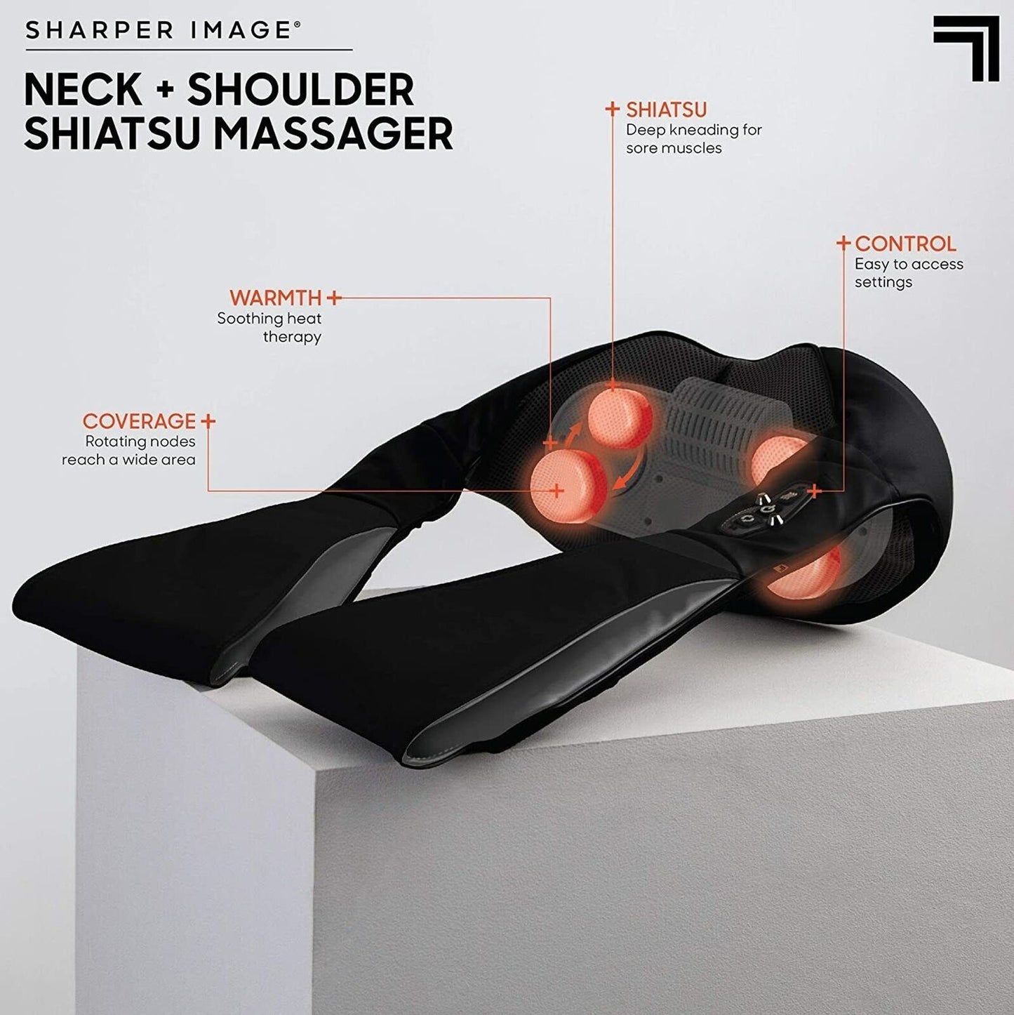 Sharper Image - Neck and Shoulder Shiatsu Massager With Soothing Heat Therapy