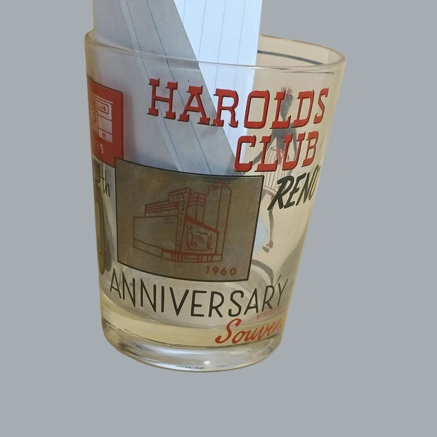 Harolds Club Reno 25th Anniversary 1960 Souvenir Glass “I Was There”