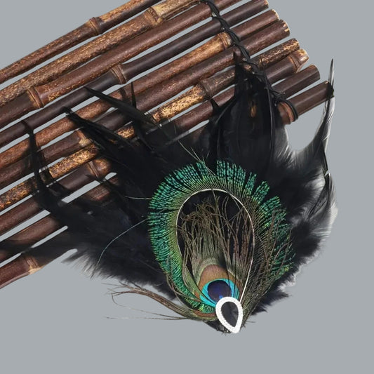Roaring 20s Boho Peacock Feather Brooch – Large Turquoise & Green Hair Clip
