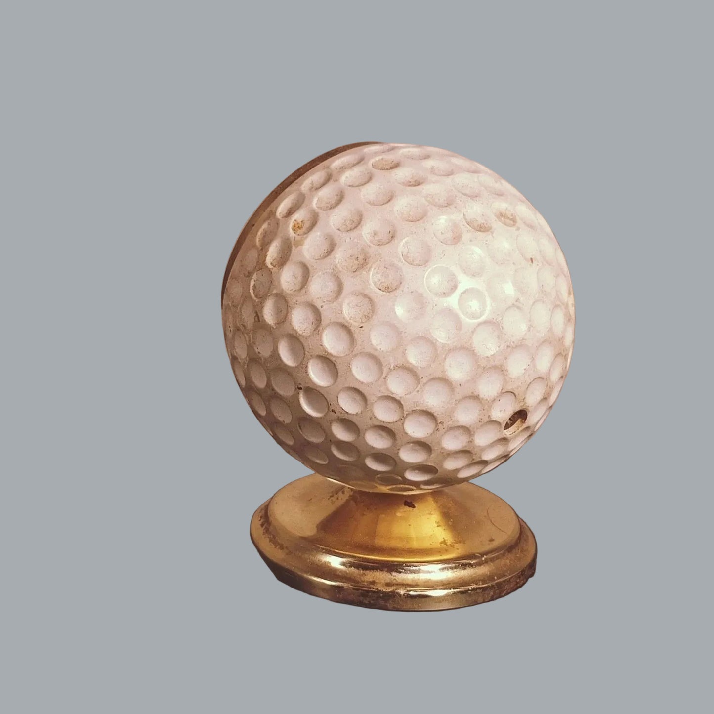 Vintage French Brass Desk Thermometer Golf Ball Style 4"x2.5"