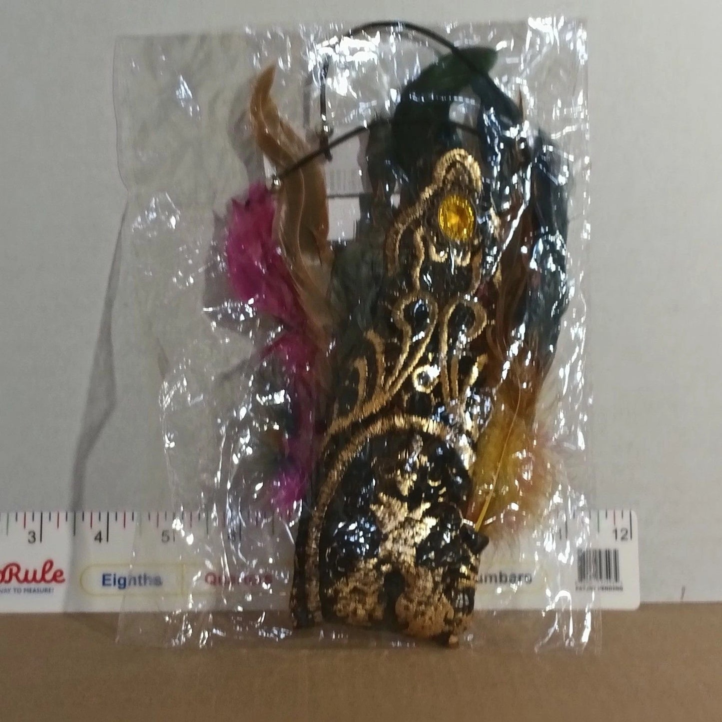 Multicolor Feather Gothic Gold Lace Fingerless Glove Ren Faire Cosplay