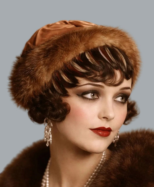 Vintage L.S. Ayres Fur Bandeau Hat Satin Bow & Veil Fascinator