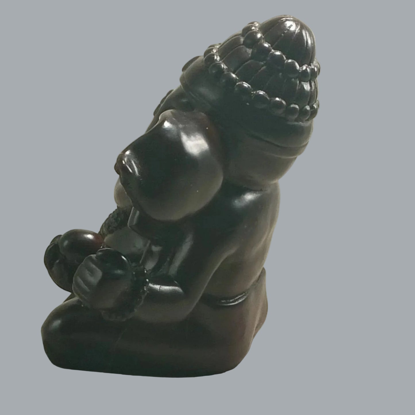 Carved Ganesha Statue Dark Resin Hindu Elephant God Figurine 5"