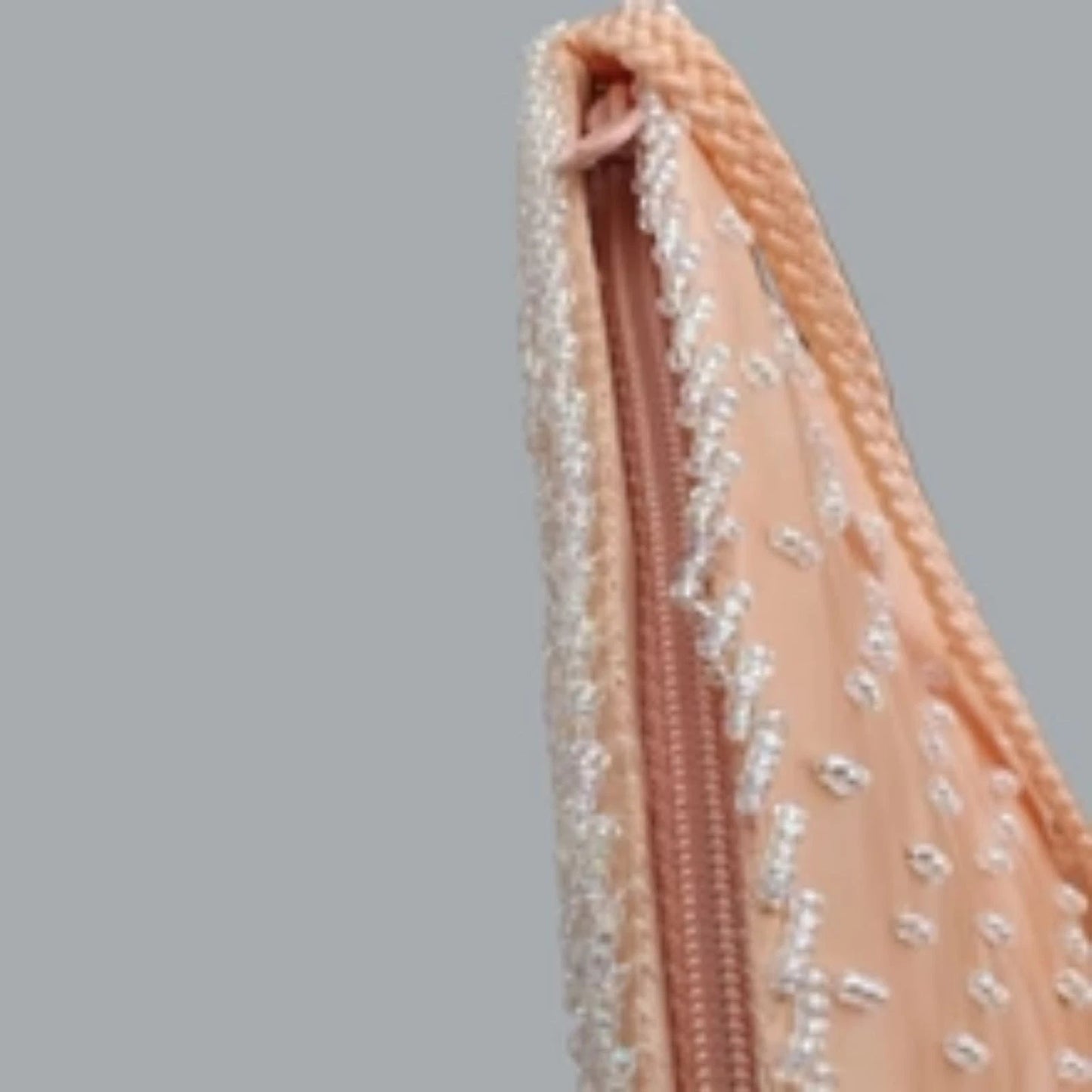 Vintage-Inspired Hand-Beaded Evening Bag Pink 8"x 6"