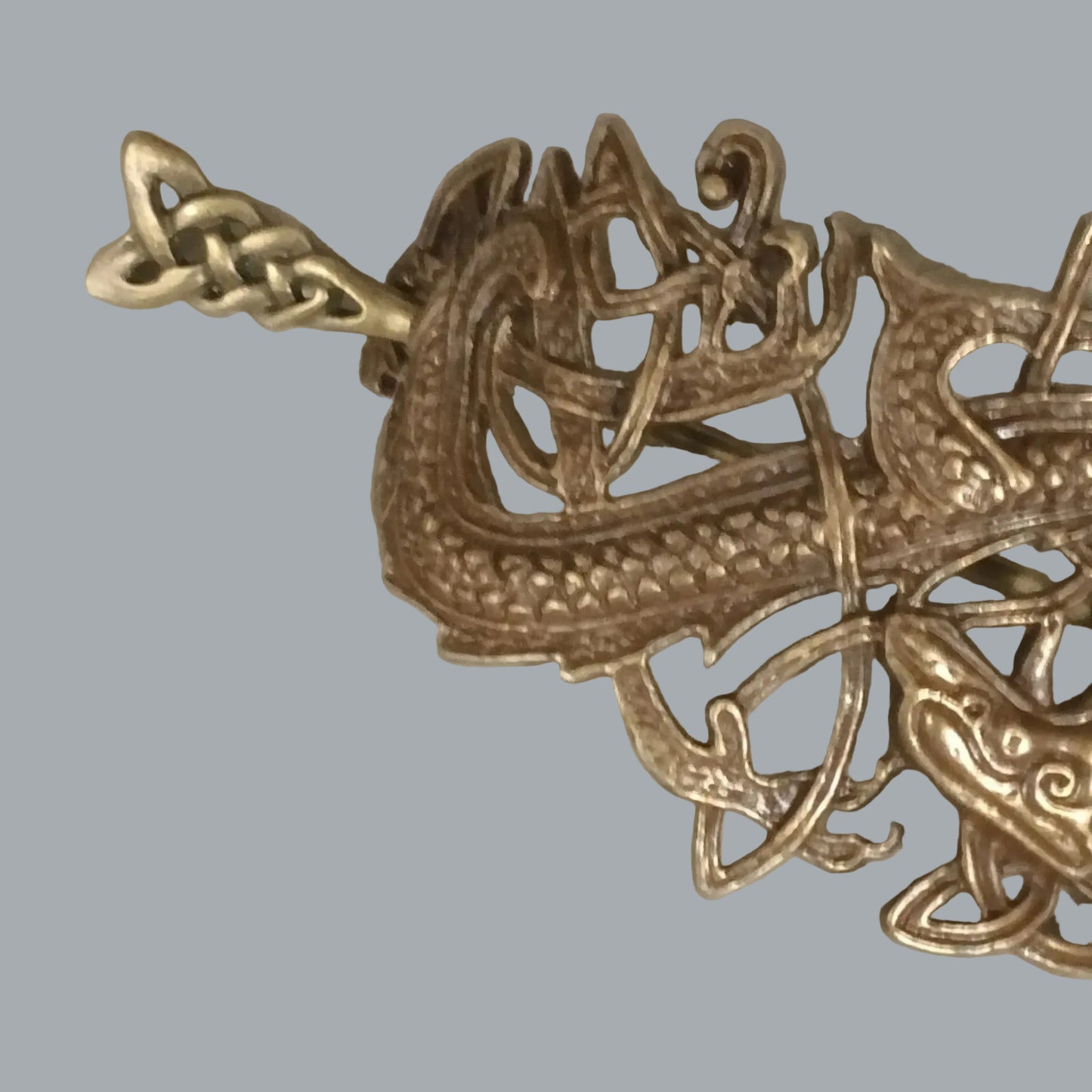 Celtic Dragon Hair Slide Barrette Ponytail Holder Ren Faire Viking