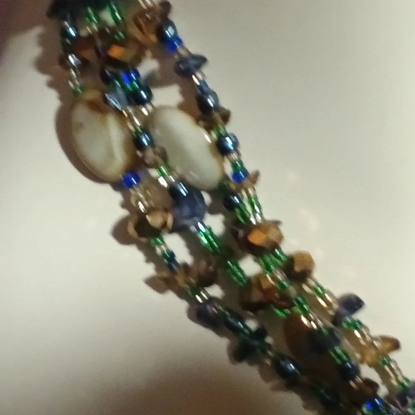 Boho Multistrand Beaded Art Glass Pendant Necklace Statement