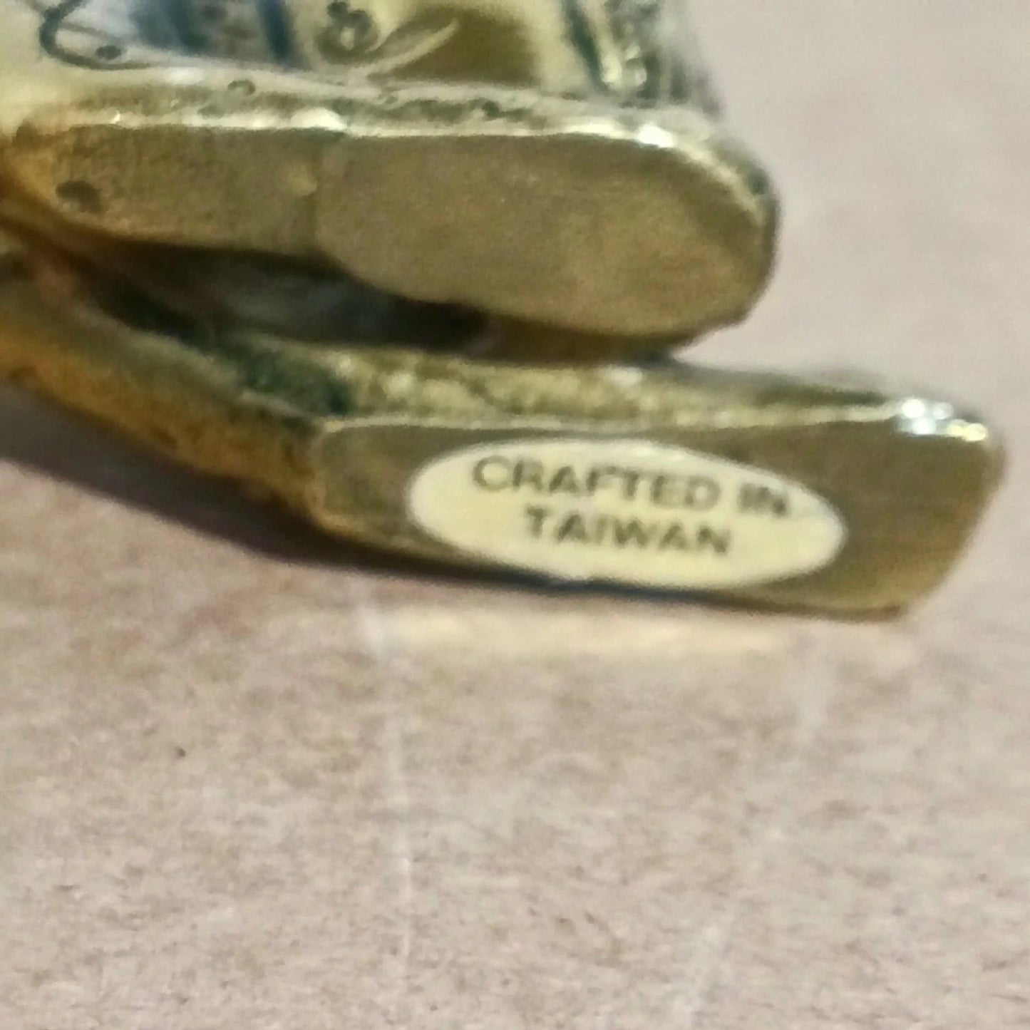 Franklin Mint (Asian) Brass Cat Figurine 1986 Curio Cabinet Cats 4.5"