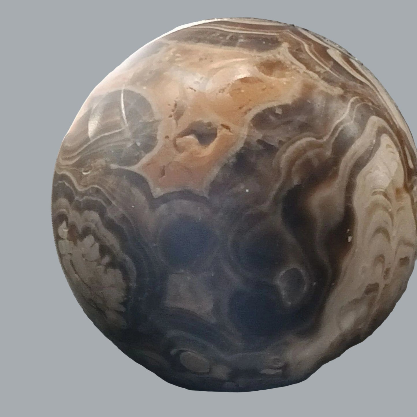 Brown Cream Orbicular Ocean Jasper Druzy Geode Sphere Crystal Reiki Madagascar