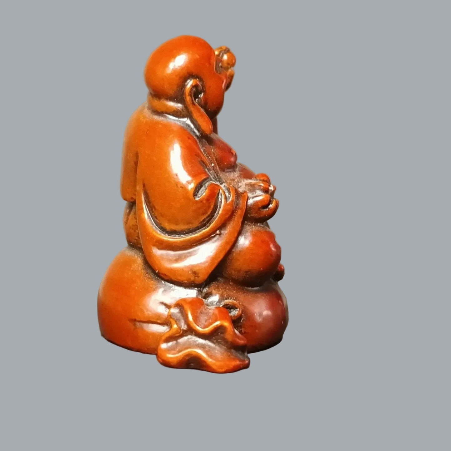 Set 4 Laughing Buddha Figurines Resin Feng Shui Budai Statues 2" Sm Chip on Hat