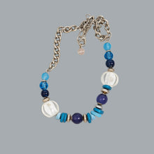 Load image into Gallery viewer, Ruby Rd Blue Beaded Statement Necklace 18” Adjustable Silver Chain
