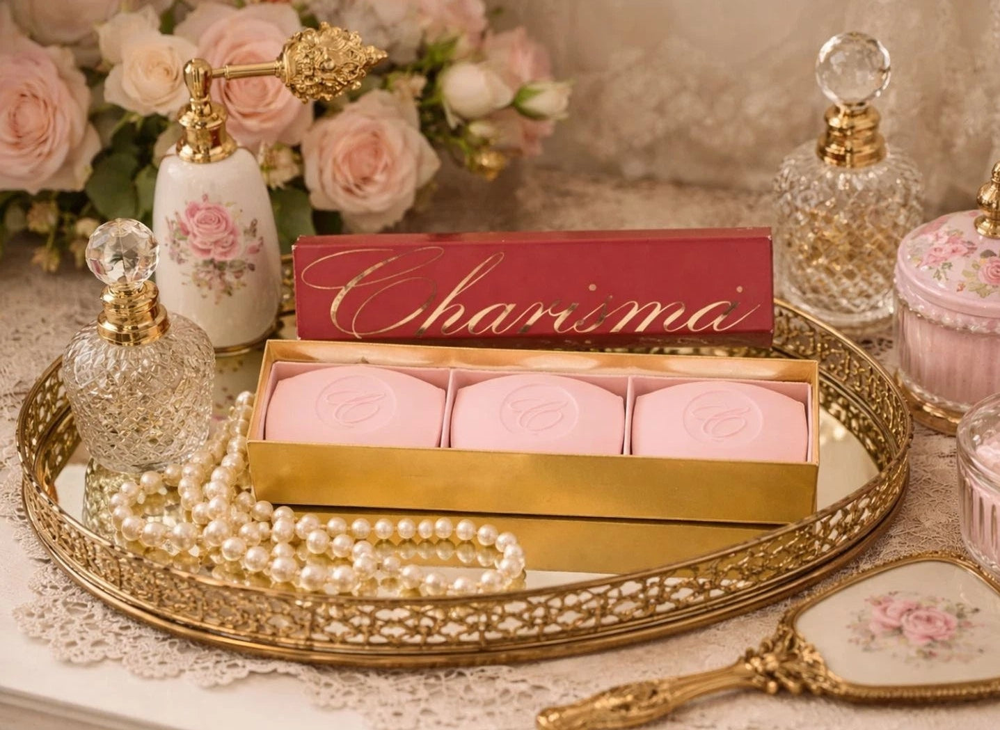 vintage vanity display Avon Charisma Perfumed Soap 3 Cakes 3oz Each Gift Box NOS